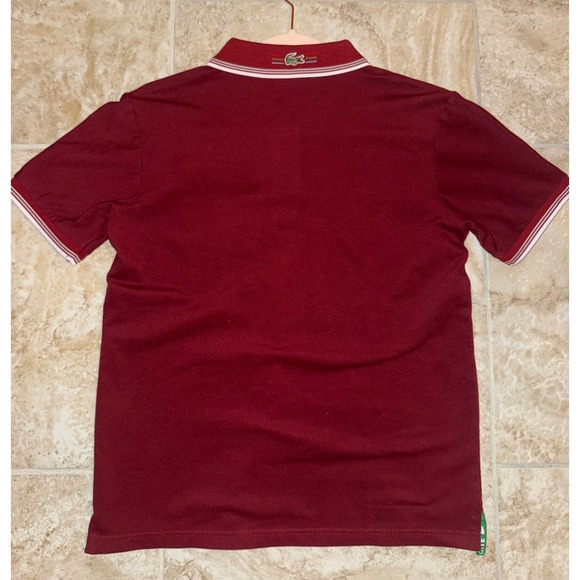 Lacoste Polo Shirt Mens Burgundy Red 100% Cotton Short Sleeve Size 3 - Picture 3 of 7